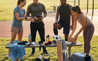 photo de sportifs qui partagent leurs cadeaux